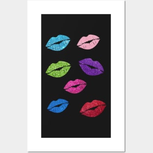 Bold Colors Faux Glitter Lips Pack Posters and Art